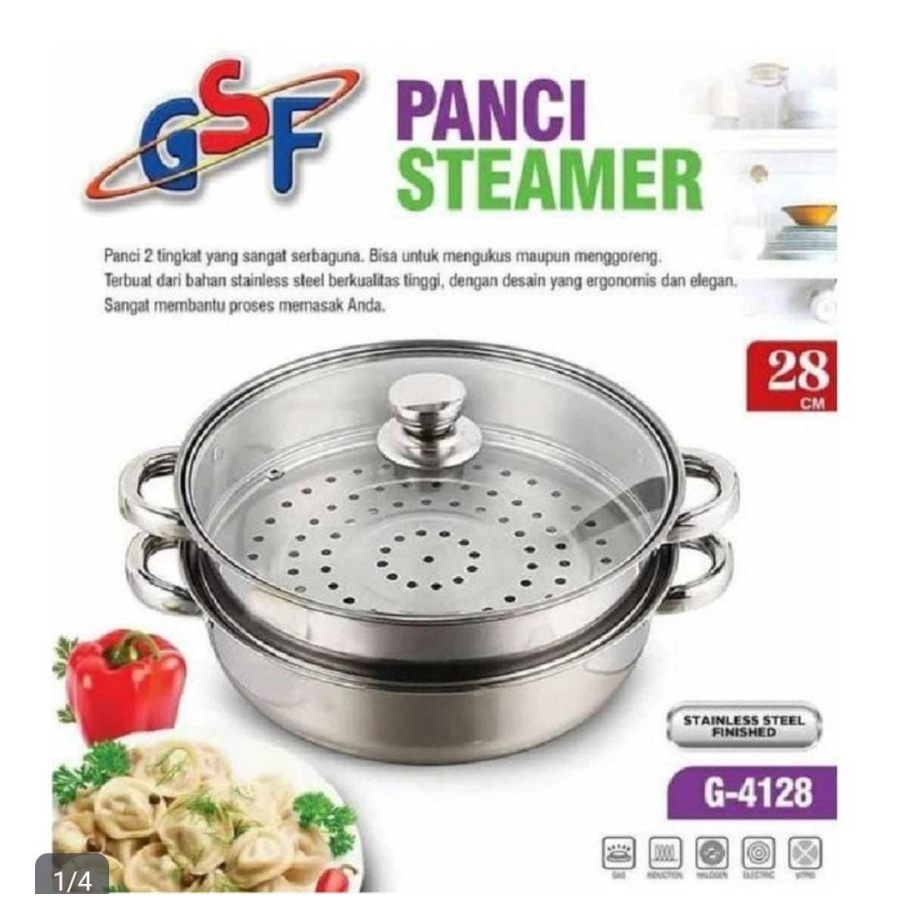 Panci Kukus / Panci Steamer 2 Susun GSF 28 cm / Kukusan 2 Layer G-4128