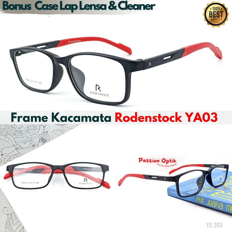 Frame Kacamata Pria Wanita Rodenstock YA03 Lensa Normal Minus Baca Anti Radiasi Photocromic Bluecrom