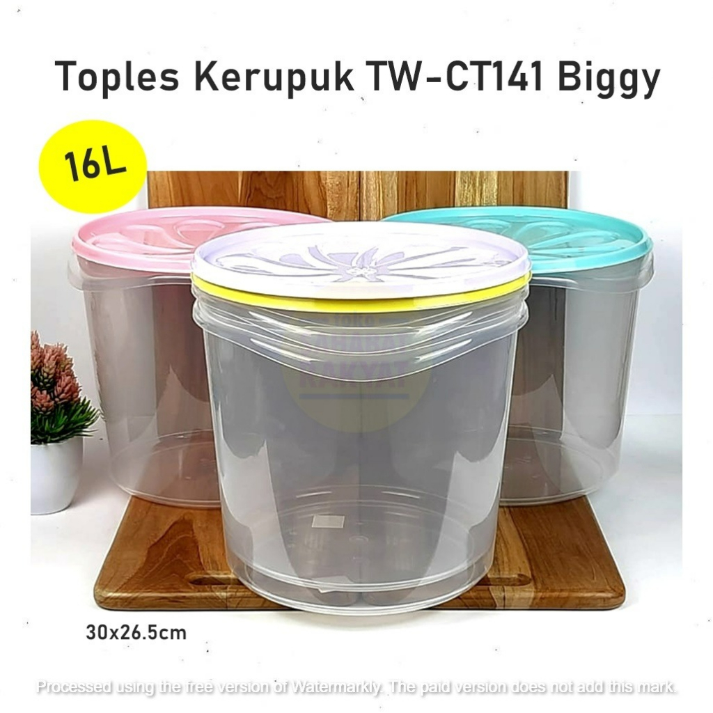 Toples Kerupuk/Toples Penyimpanan Makanan TW-CT80 &amp; TW-CT141 Biggy 10L &amp; 16L