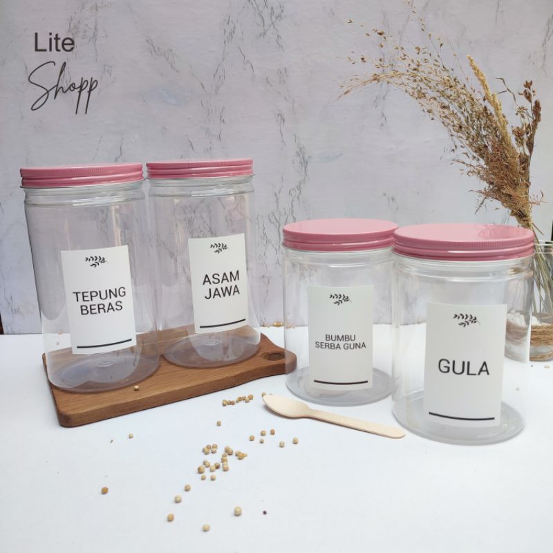 Toples Bumbu Dapur Aesthetic 800ml &amp; 1000ml TUTUP PINK