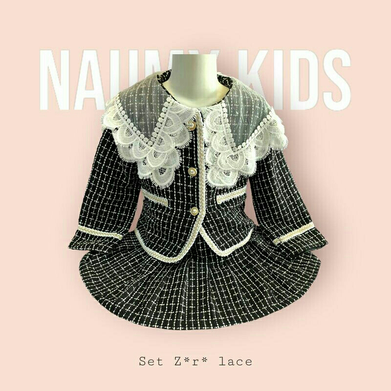 set zar* import blazer tweed+rok fashion anak