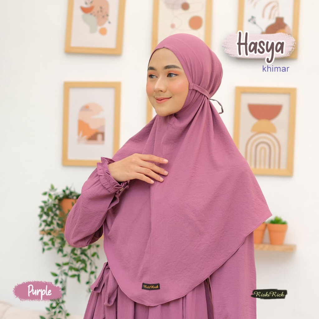 Riskirich Hasya Khimar Jilbab Bergo Uk Standar dan Jumbo Bahan Airflow Crinkle Premium