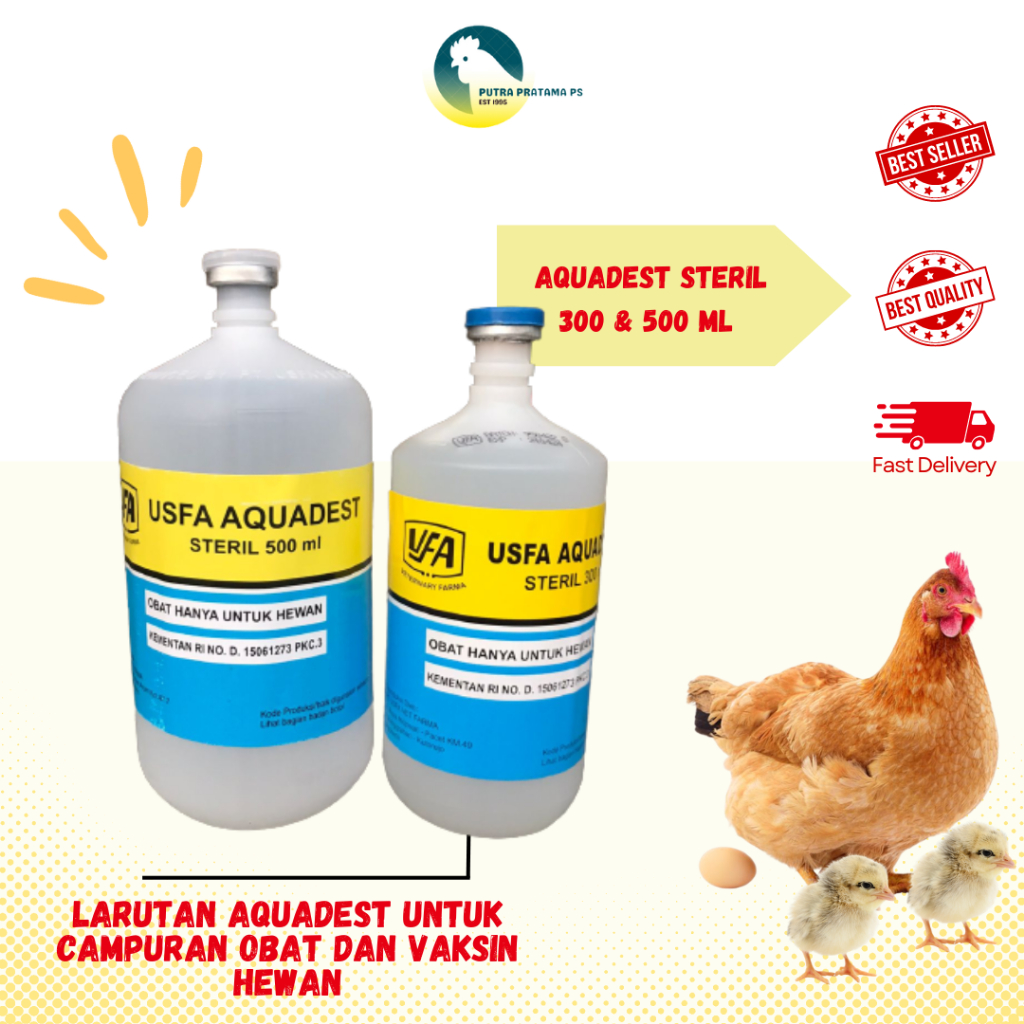 USFA AQUADEST STERIL 300 500 ML - PELARUT OBAT VAKSIN HEWAN