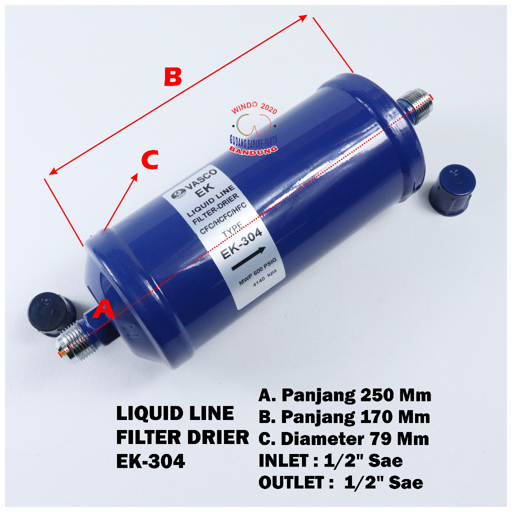 LIQUID LINE FILTER DRIER EK 304 1/2&quot; | PENYARING SIRKULASI AC FREON REFRIGANT