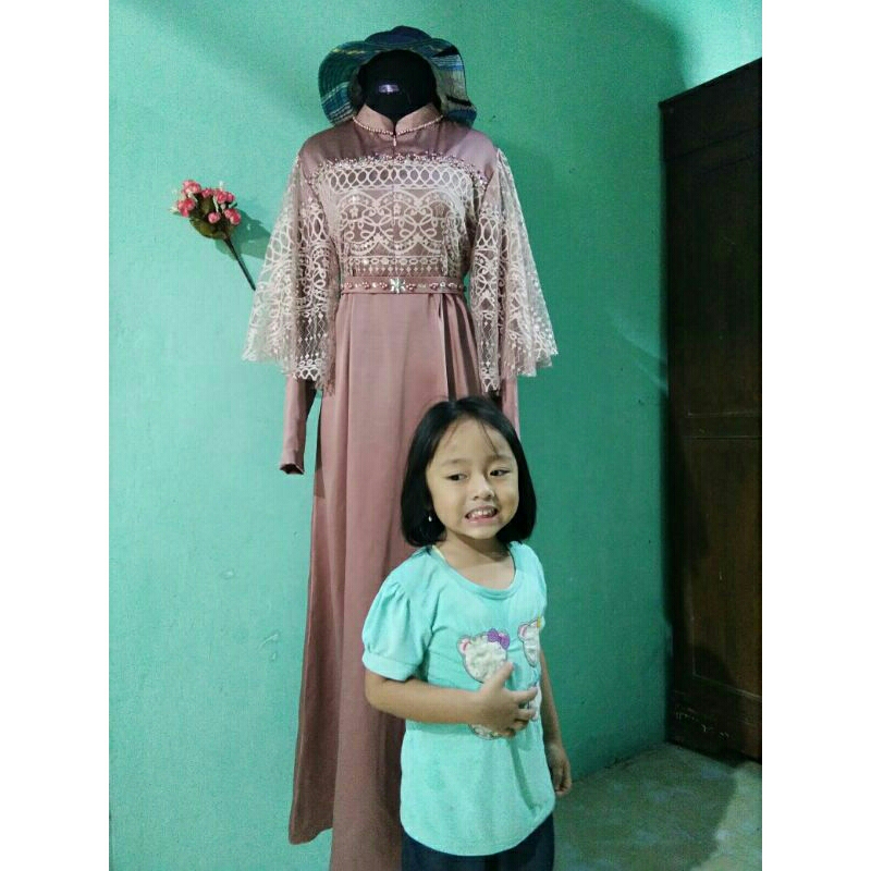 gamis brokat lengan kupu#gamis jumbo#dress kondangan
