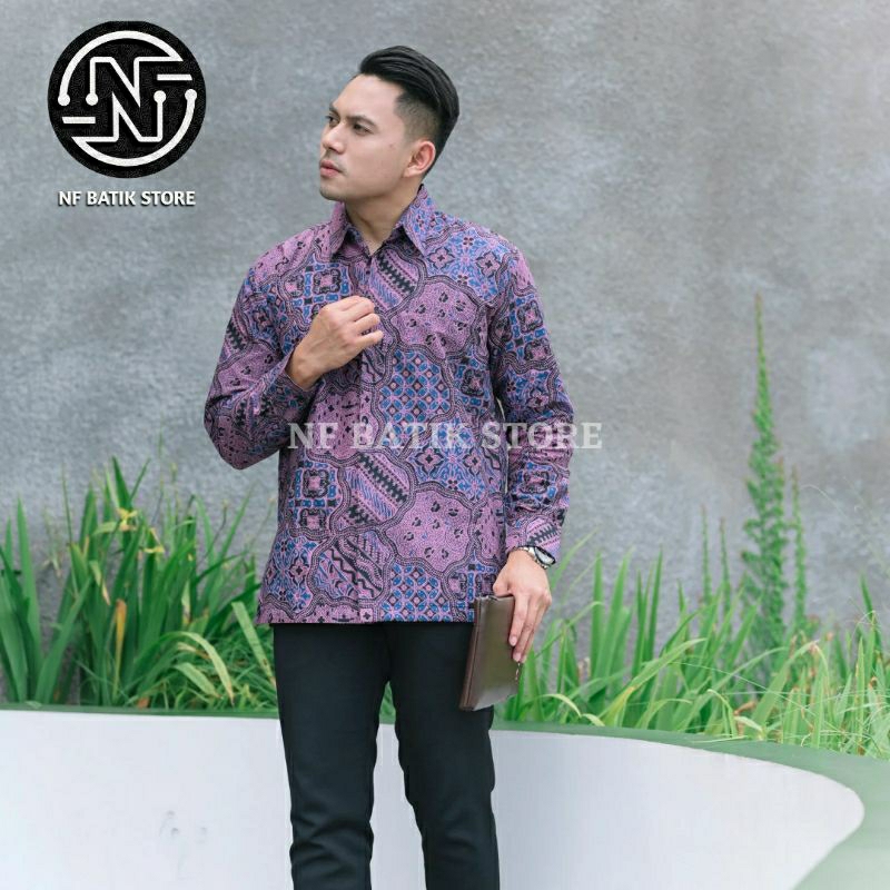 Jagu Ungu Kemeja batik solo / Full furing / Kemeja batik pria / Batik kondangan / Batik sragenan / B