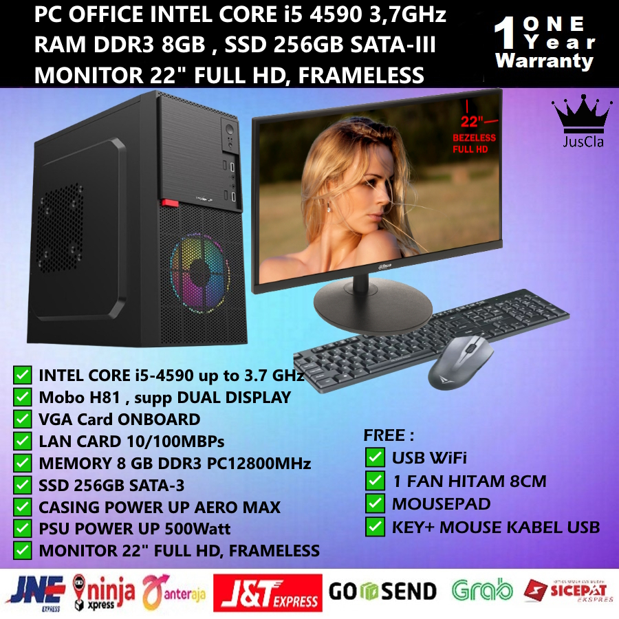 PC KOMPUTER INTEL CORE i5-4590 3,7GHz|RAM 8GB|SSD 256GB|KEYBOARD+MOUSE|USB WIFI