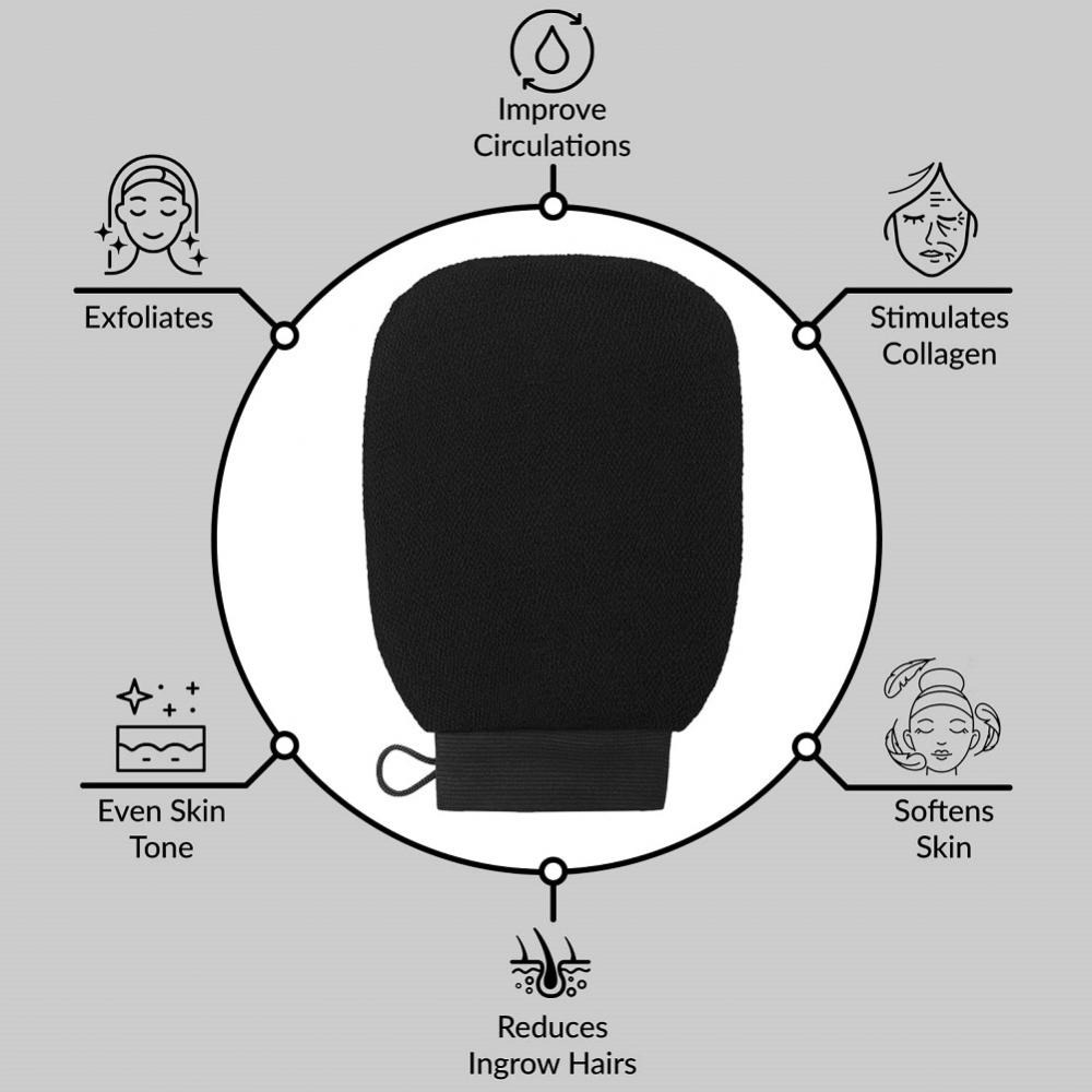 Sarung Tangan Handuk Gosok Exfoliating Tan Removal Scrub - AGD15 - Black