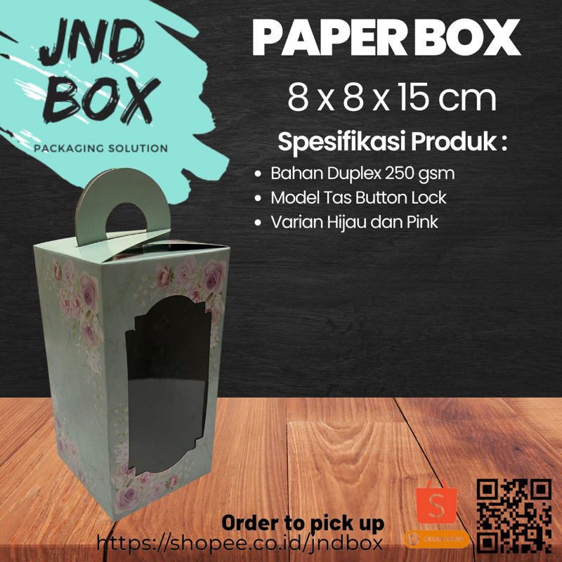 Paper Box 8 x 8 x 15 cm Model Tas Button Lock (Min 5 Pcs)