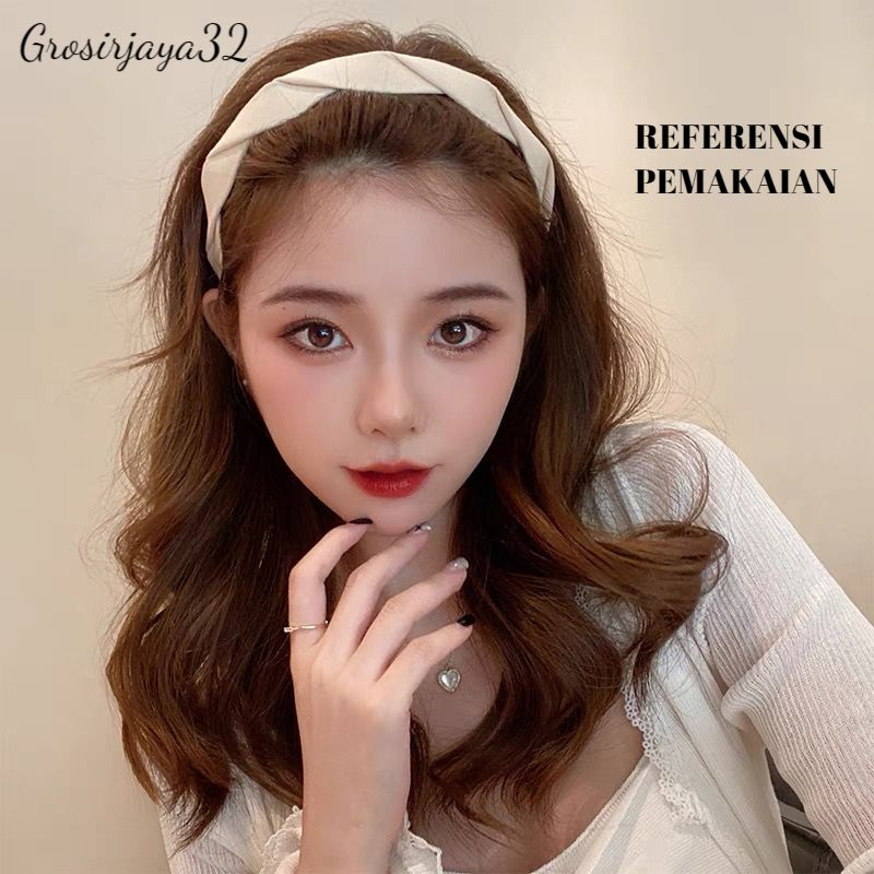 Bando Kepang kelabang INDIRA Wanita Aksesoris Rambut Headband Bandana Simpul Polos Wanita