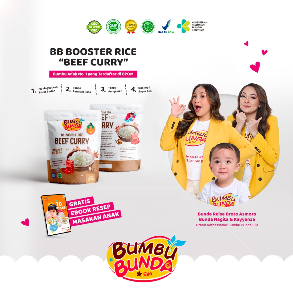 Bumbu Bunda Elia BB Booster Rice Beras BB Booster MPASI Beras Beras Mpasi BB Booster 6 Bulan Beef Chicken Tuna Cheese - 200 gram