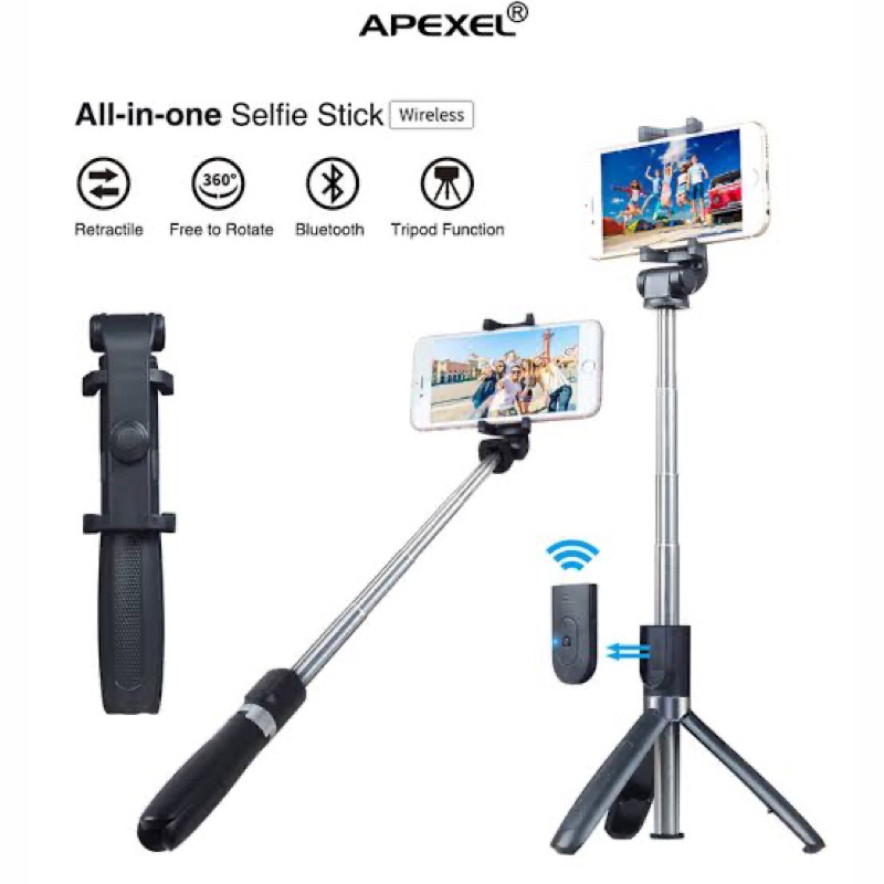 Tongsis 2in1 Selfie Stick Bluetooth Tongsis Bluetooth tripod Tombol tongsis