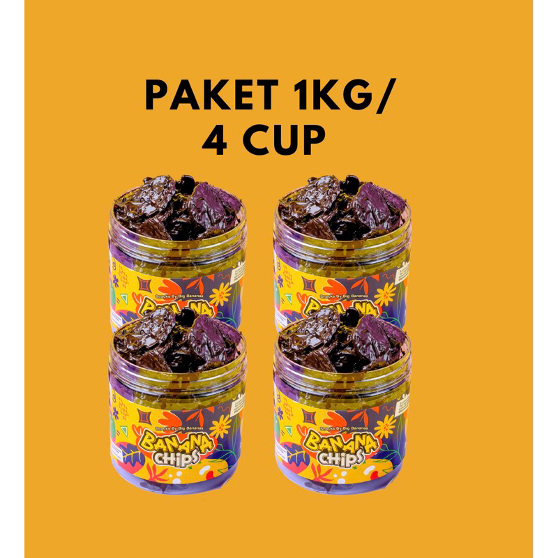 

Paket 1KG / 4Cup KERIPIK PISANG COKLAT LUMER