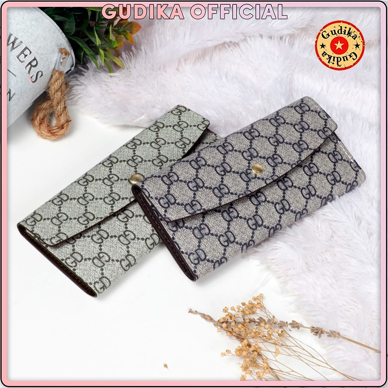 GUDIKA Wallet 5334 - Dompet Uang &amp; Kartu Lipat Panjang Wanita Kulit Waterproof Motif GD Import Original