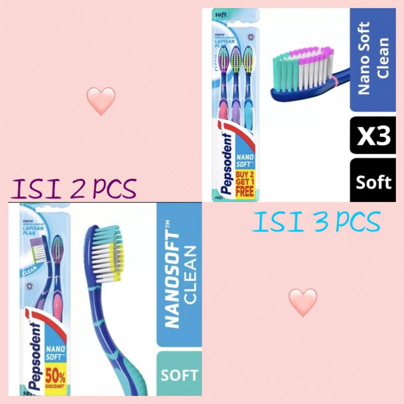 PEPSODENT SIKAT GIGI NANOSOFT CLEAN MULTIPACK ISI:2 &amp; 3PCS