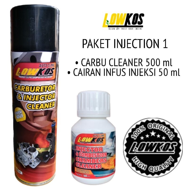 LOWKOS - PAKET INJECTION 1 : 1 Botol Carbu Cleaner 500 ml + 1 Botol Cairan Infus Injeksi 50 ml