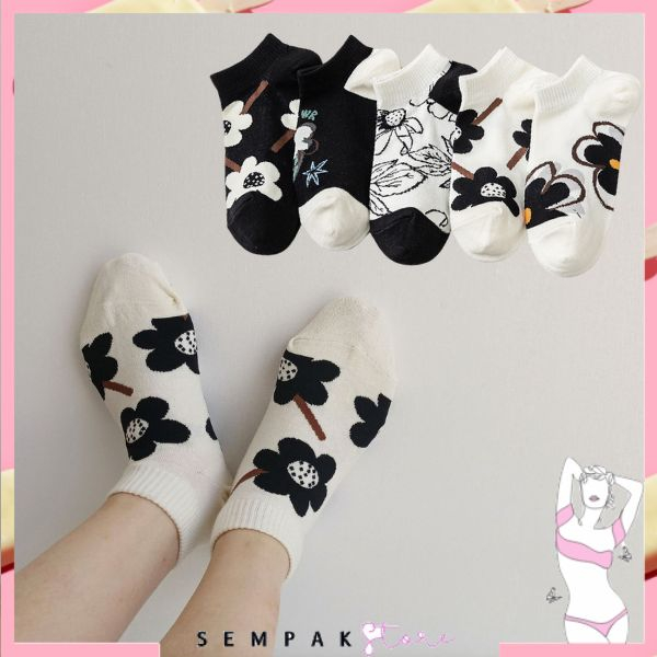 SS Kaos Kaki 6780 Kaos Kaki Wanita Motif Bunga Kaos Kaos Kaki Ankle Kaos Kaki Pendek Semata Kaki