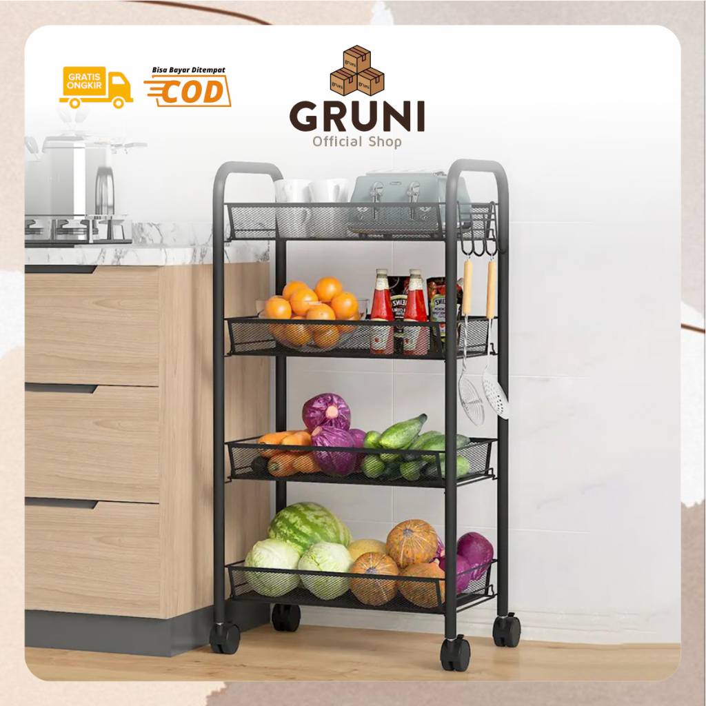 GRUNI KY0018 Rak Dorong Besi 4 Susun