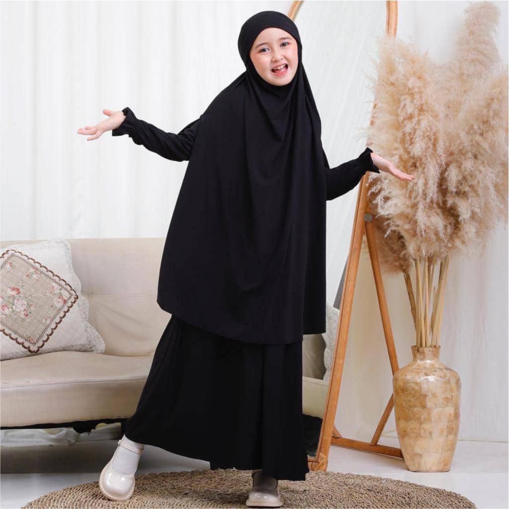 FenishaStore Gamis Anak Perempuan full set french khimar New Fatimah Set Usia 7-12 Tahun Bisa Bayar Ditempat COD