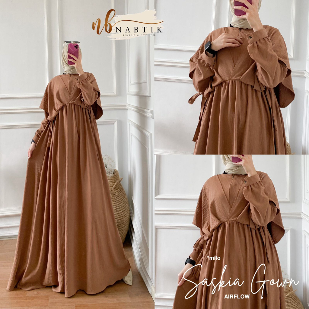 SASKIA GAMIS ORIGINAL NABTIK TERMURAH LD 110 GAMIS POLOS AIRFLOW