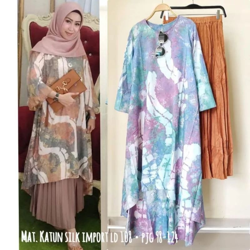 Long Tunik Cantika Tie Dye Terbaru / Tunik Cotton Mikro / Tunik Silk/Tunik Tie Dye / Tunik Palembang / Tunik Murah / Atasan Wanitab/ Pakaian Wanita / Tunik Bestseller / Tunik Palembang / Tunik