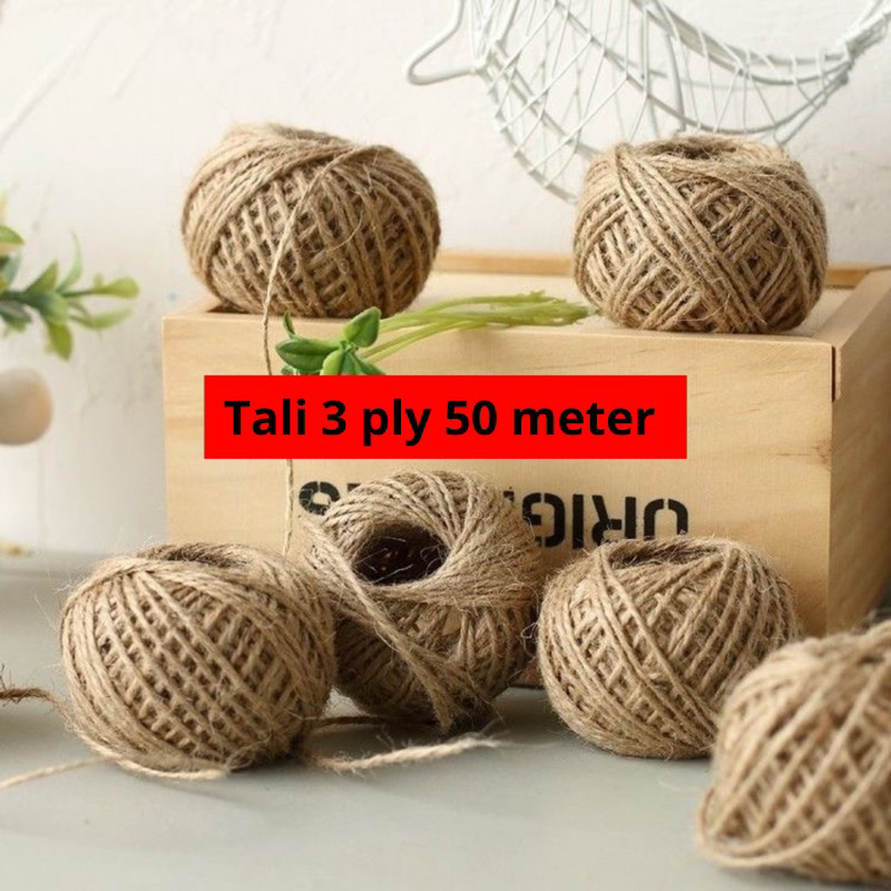 Tali goni tali rami tali goni rajut tali hangtag 3 ply panjang 50 meter