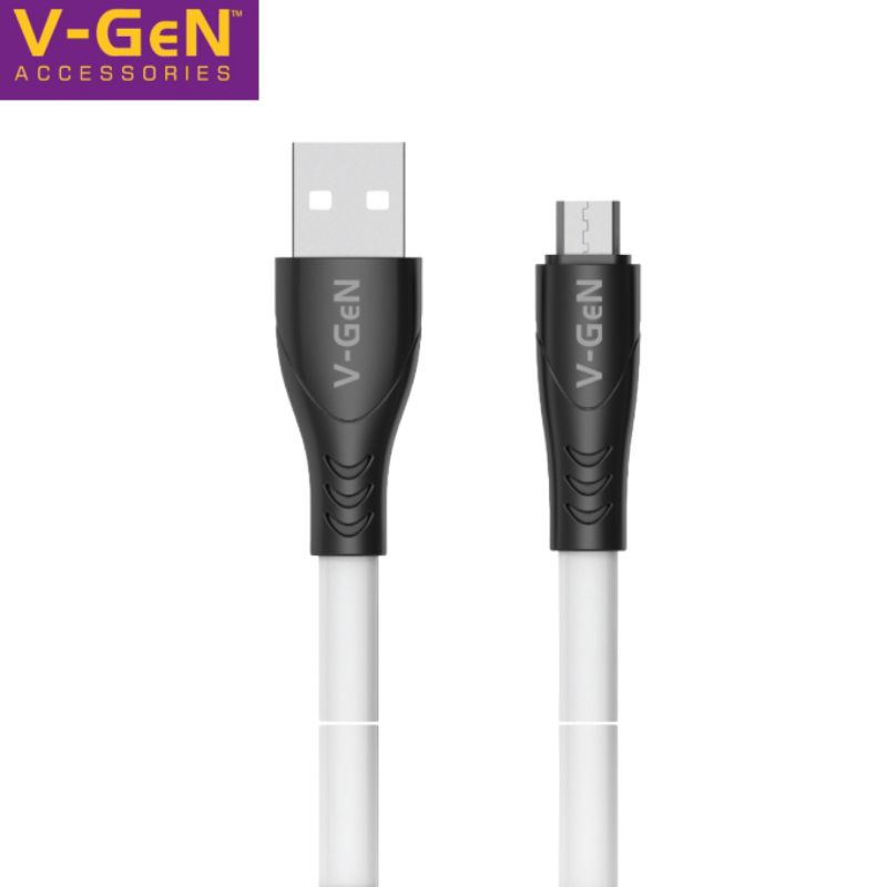 Kabel Data Micro Usb V-Gen VCB-22 3A Fast Charging Flat Kabel Data Original Vgen