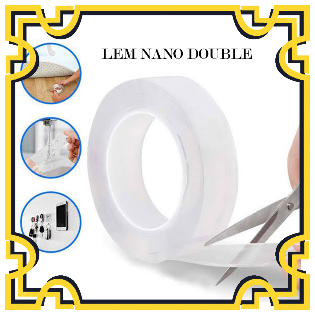 HS LEM DOUBLE SIDE REUSABLE LEM NANO SERBAGUNA SELOTIP 2 SISI MULTIFUNSI