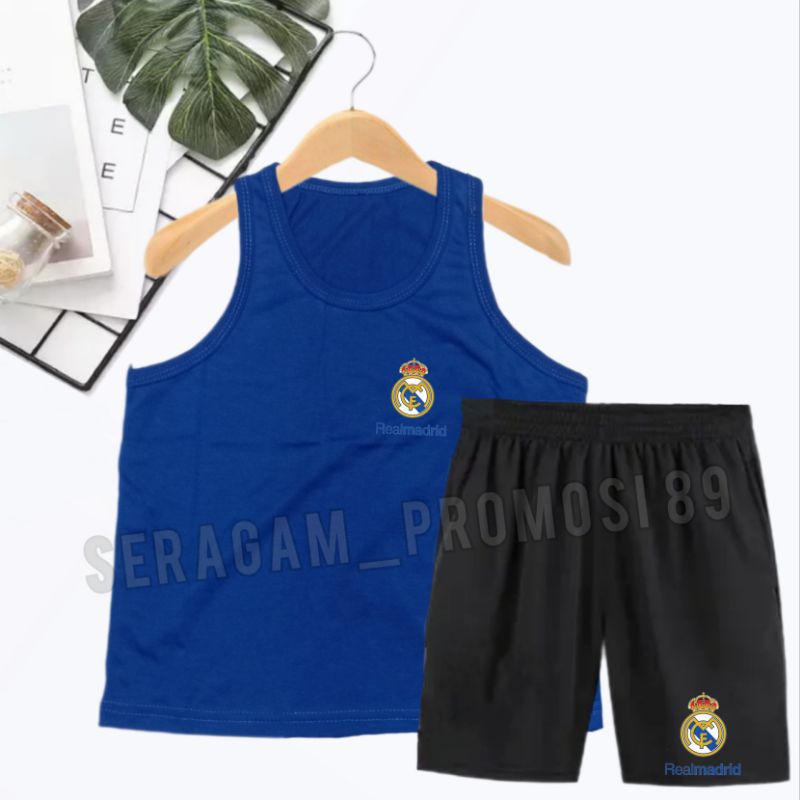Stelan Singlet REAL MADRID Anak Laki 2-10Tahun / Setelan Singlet katun Anak-Anak / Stelan Harian Anak Laki / Stelan Anak murah
