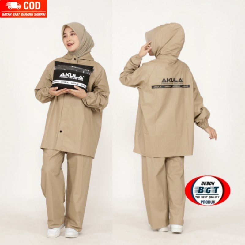 JAS HUJAN, RAINCOAT Pria Wanita Terbaik By AKULA Anti Rembes Mocca