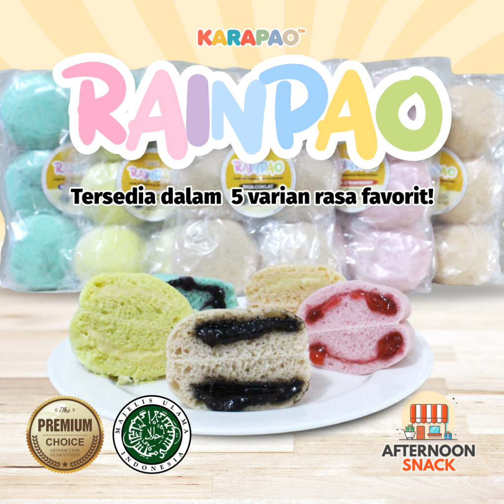 RAINPAO Bakpao Frozen Non Karakter dari Karapao Cemilan Jajanan Hits Murah untuk Keluarga Isi 6 Bakpao