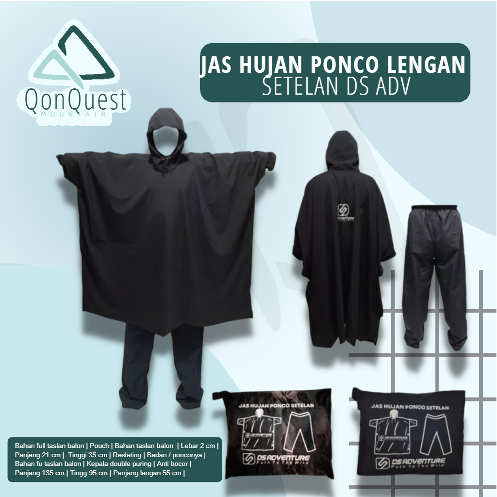 Jas hujan ponco lengan setelan Ds Adventure / jas hujan ponco lengan celana/jas hujan ponco celana/ 