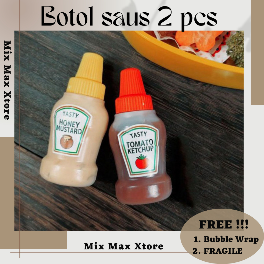 Botol Saos Mini Tomato Ketchup Sauce Bottle 25ml 2 PCS - Transparan