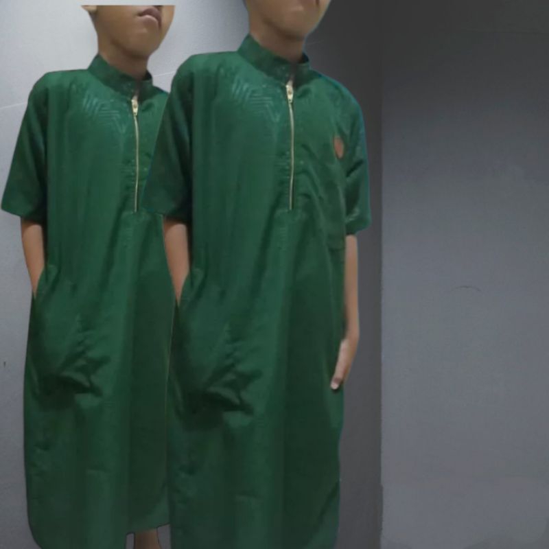 gamis/ jubah embos anak laki langan pendek 2-14 tahun