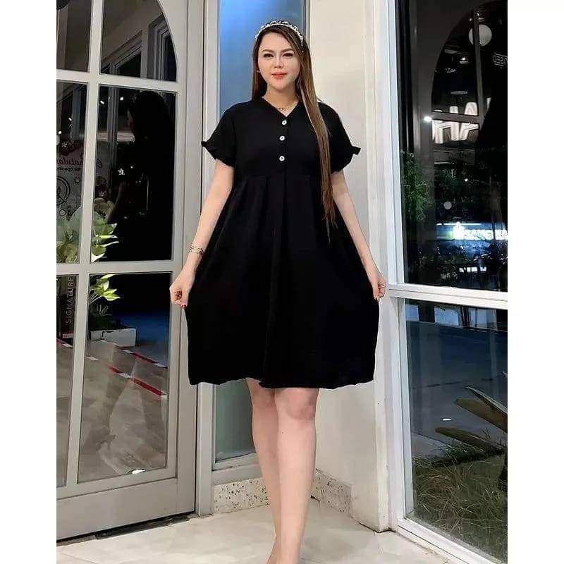 Hana dress crinkle aiflow daster trendy kancing depan busui