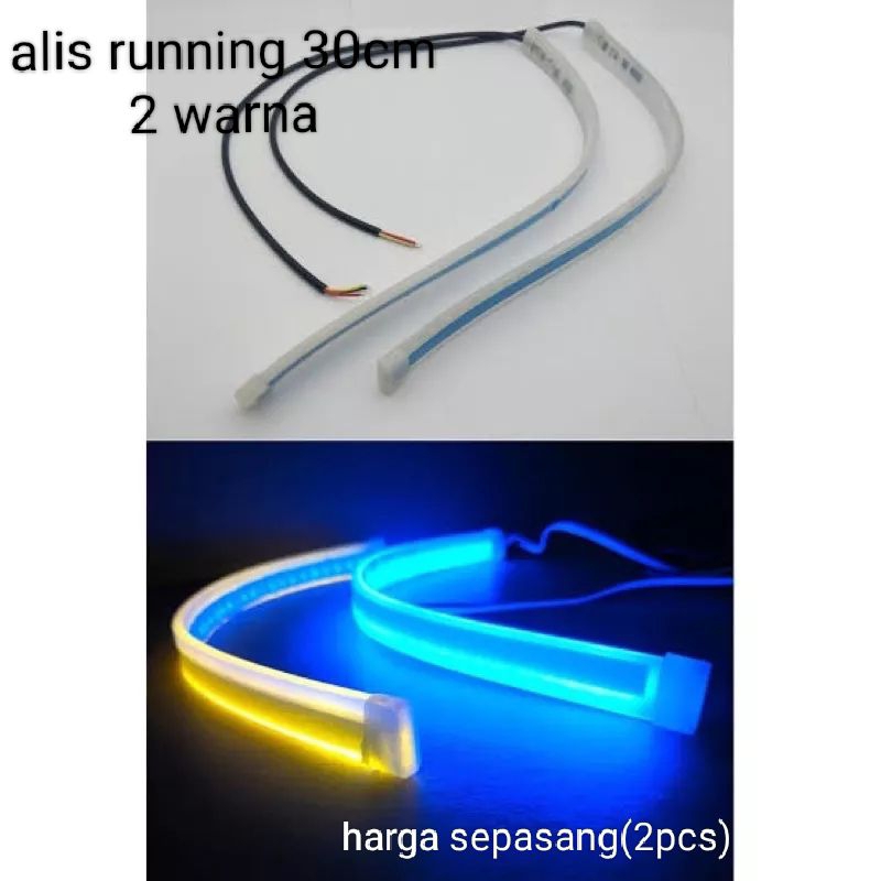 2pcs Lampu Alis LED slim alis DRL fleksibel 30cm waterproof 12v 2 warna