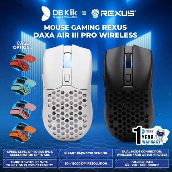 Mouse Gaming Rexus Daxa Air III Wireless 19K DPI- Rexus Daxa Pro Air 3