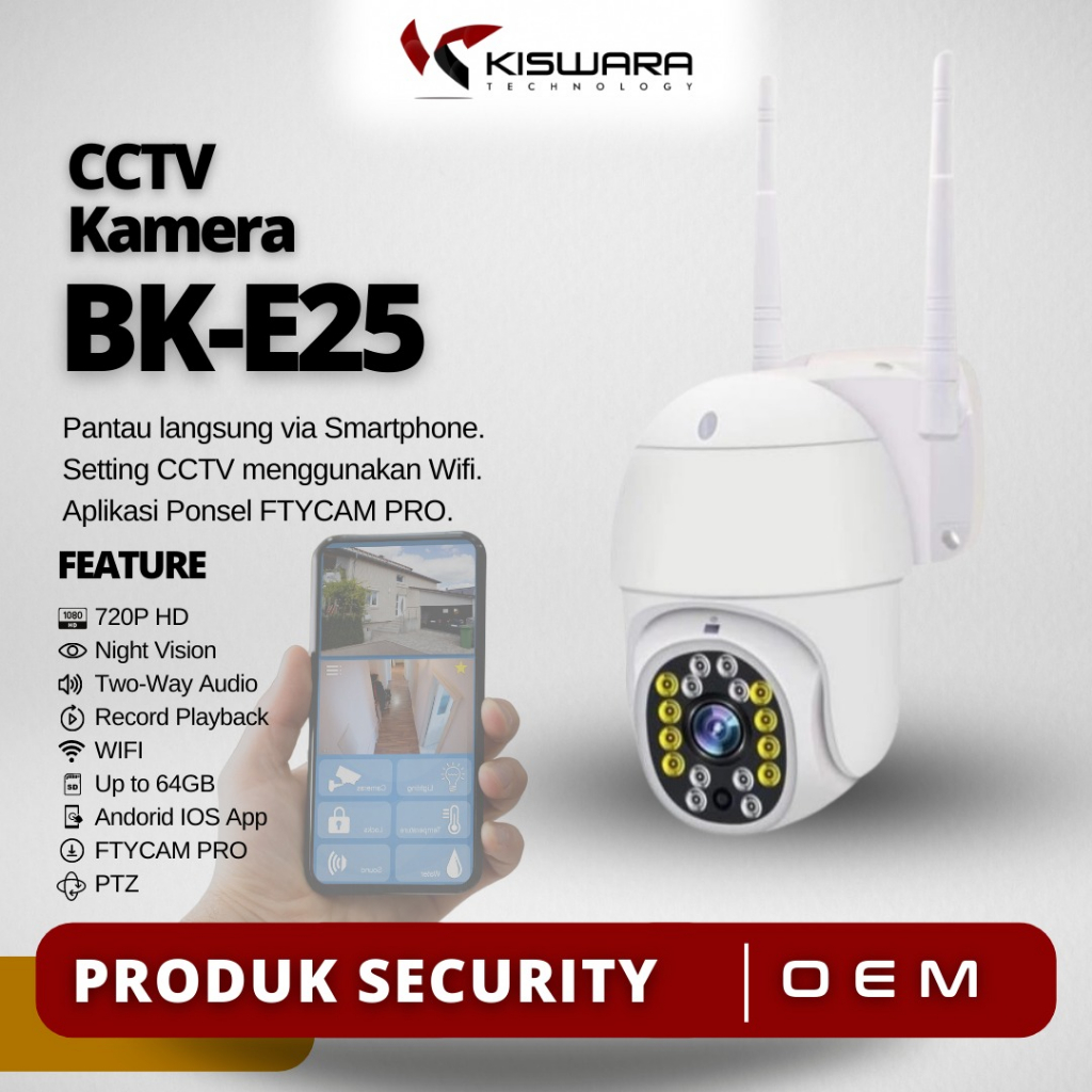 PTZ WIFI smart camera 720P - BK-E25 [FTYCAM PRO]