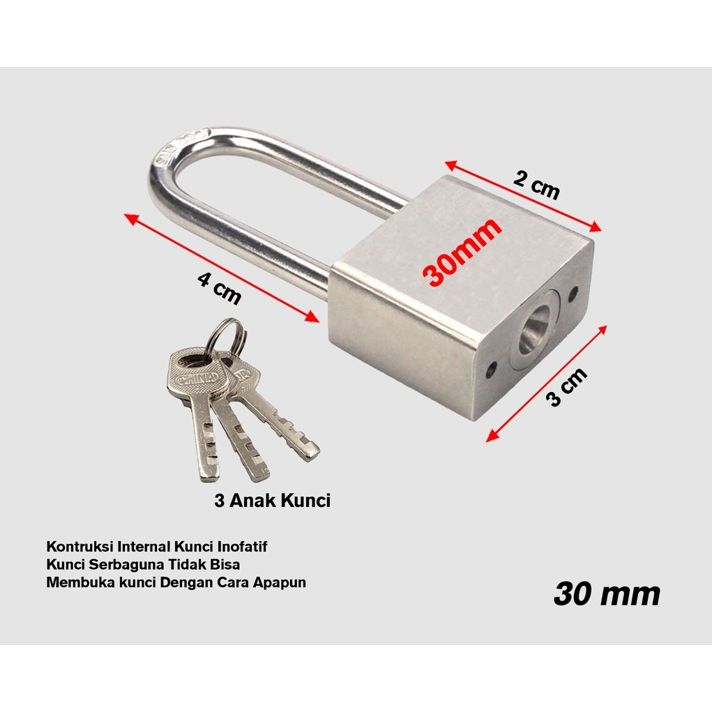 Z223 | Kunci Gembok Rumah 30 L Leher Panjang  Iron Pad Lock