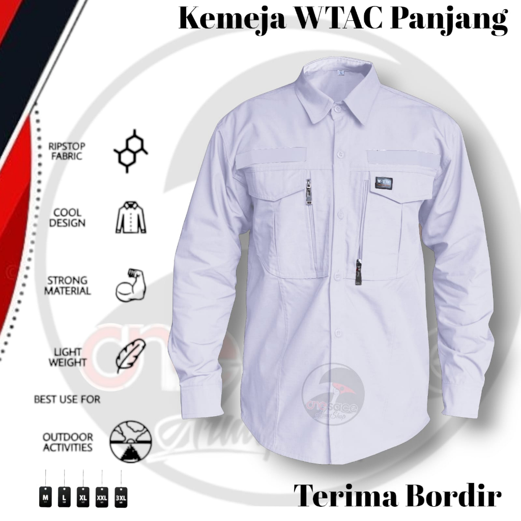 Kemeja Tactical W-TAC tangan Panjang/Kemeja Tactical/Kemeja Lapangan | Polisi | Army | Ripstop Tornado | PDL