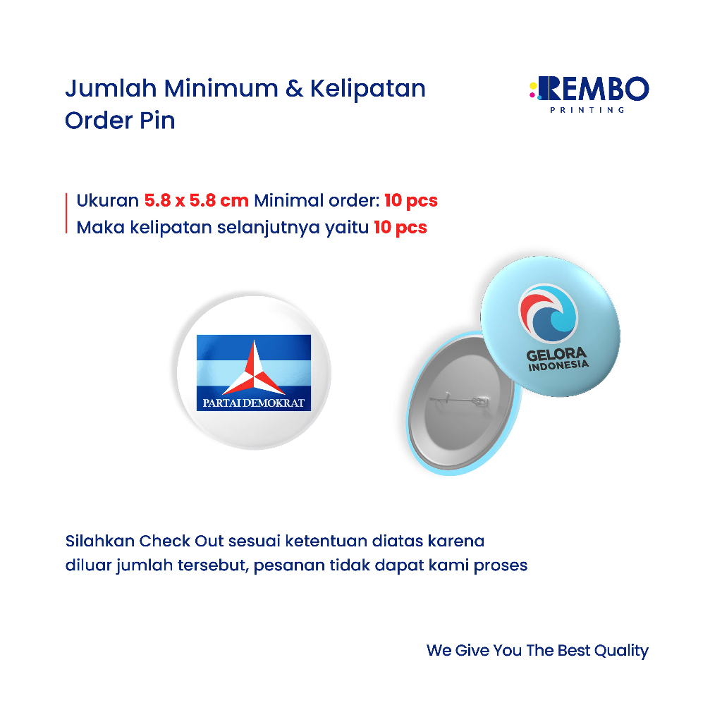 PIN CUSTOM  / PIN  / PIN LOGO PARPOL / PIN PARTAI POLITIK