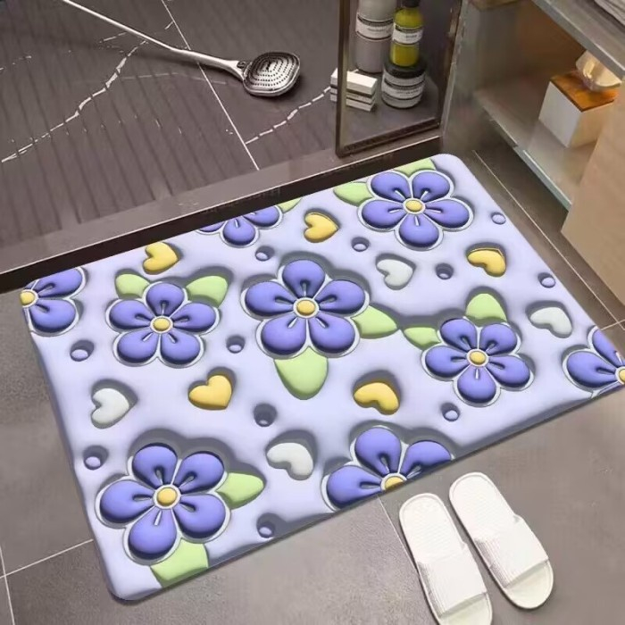 Keset Kaki Dapur 3D Karakter Keset Lantai Anti Slip Motif Lucu Keset Lantai Nyerap Air