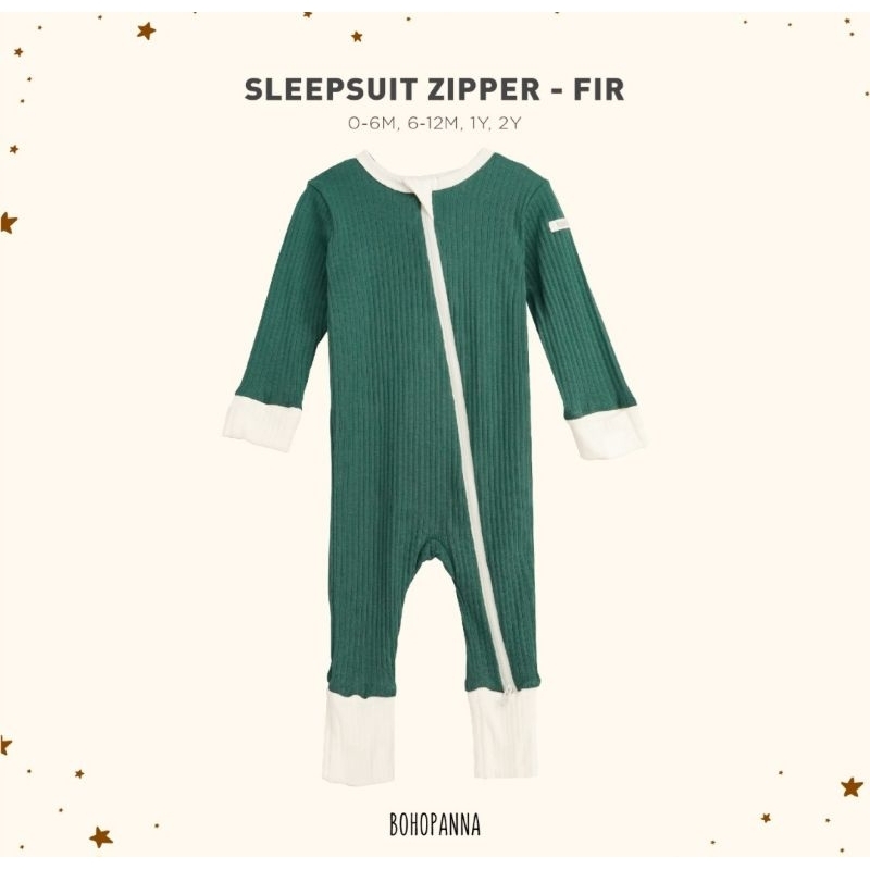 Sleepsuit zipper Bohopanna B49 / Sleepsuit Bayi Unisex / Sleepsuit Bayi Polos Bohopanna / Baju Tidur Unisex / Baju Tidur Bayi Unisex Polos Katun