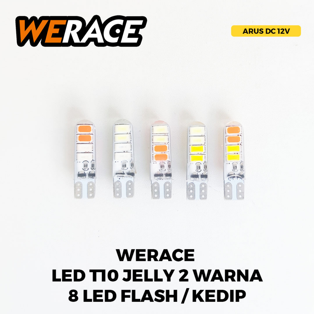 [WERACE] LED SEN SENJA T10 JELLY 2 WARNA 8 MATA LED FLASH / KEDIP