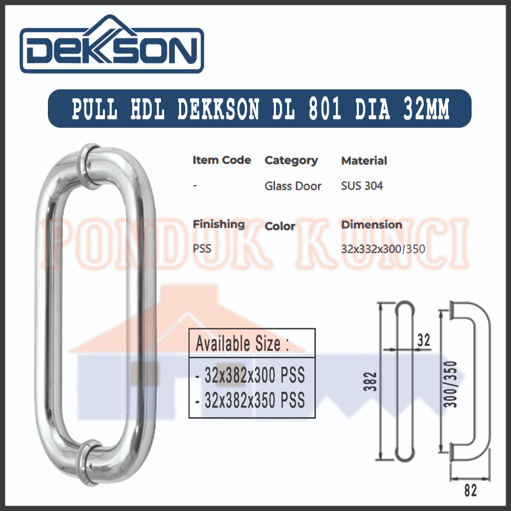 Pull Handle C DEKKSON PH EL 801 Diameter 32mm Gagang Pintu Kaca Dekson Stainless