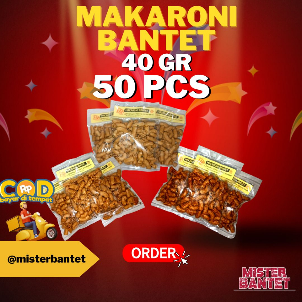 

Paket Makaroni Bantet Pedas Gurih Daun Jeruk 50gr - Isi 50Pcs - Misterbantet Snackpro