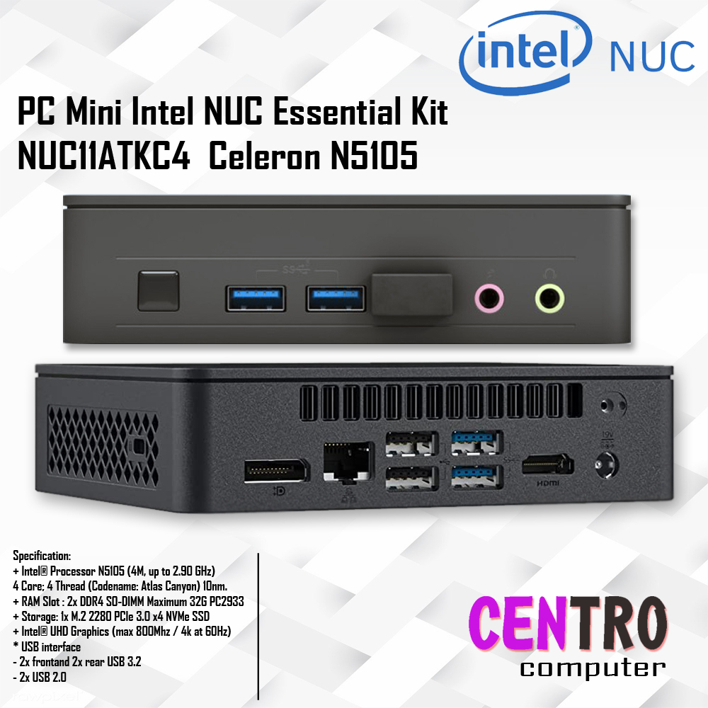 PC Mini Intel NUC Essential Kit NUC11ATKC4 Celeron N5105 Win 11 Home