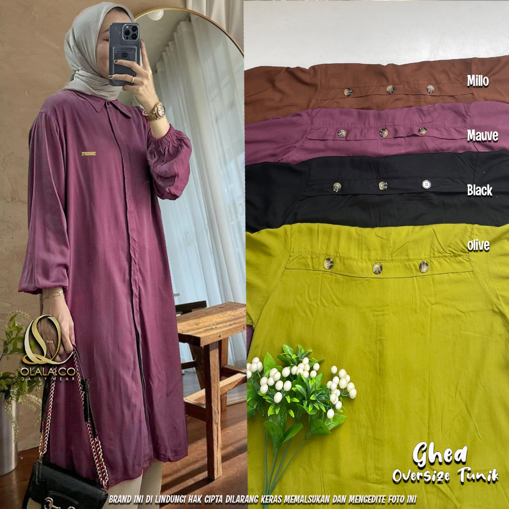 GHEA oversize tunik | ld 120, 130, 140 | ORI by OLALA | Rayon Viscose Grade AA | Atasan wanita musli