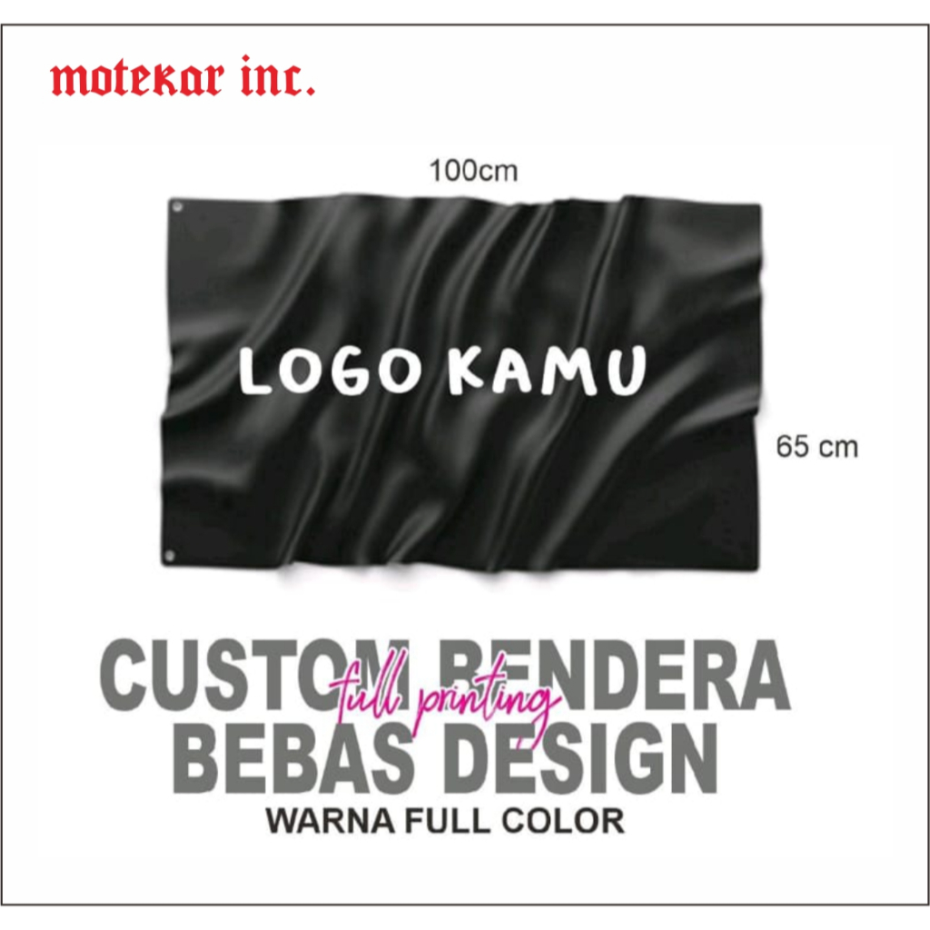 cetak bendera custom kain satin full color
