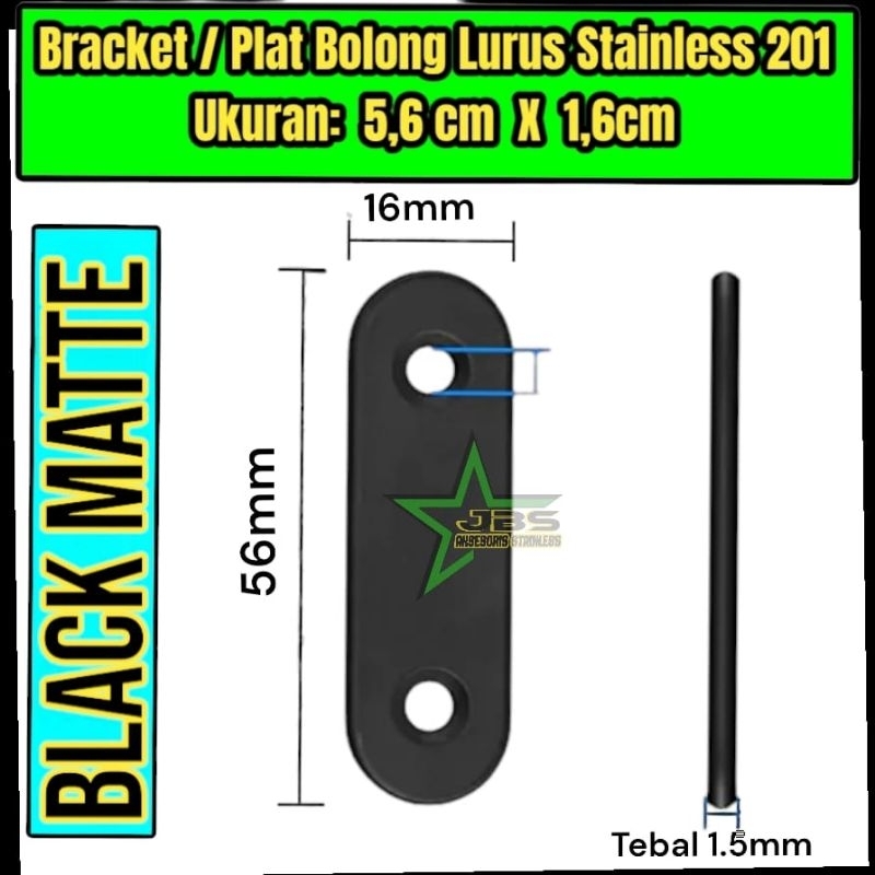 STRIP PLAT/ SIKU KONEKTOR SAMBUNGAN 5,6x1,6CM STAINLESS SS 201 HITAM